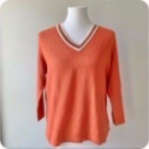 Brooks Brothers Orange V-Neck Sweater Size X-Large